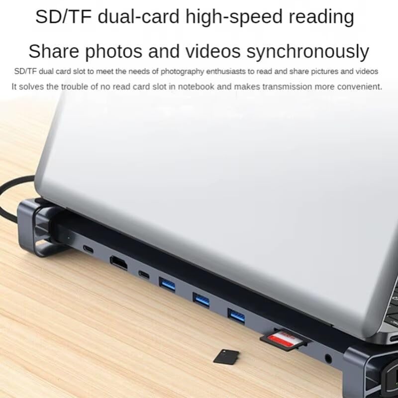 Image of WISTAR 10-in-1 Docking Station with 4K HDMI, PD Charging, SD /TF, 3 USB 3.0, USB C, RJ45 Ethernet, Audio, USB C Hub Multiport Adapter, Laptop Docking Station for Dell XPS /HP /Lenovo /Surface