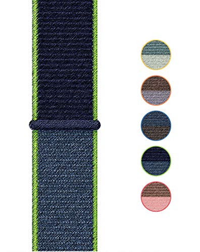 Vandarui Correa Compatible con Series 5/Series 4/Series 3/Series 2/Series 1, Nylon Pulseras de Repuesto (42mm/44mm, Lima neón)