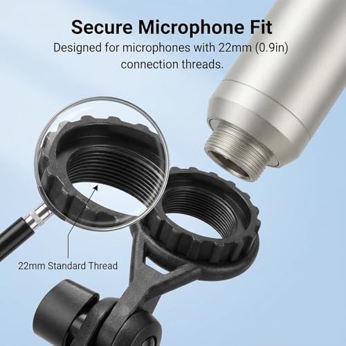 Microphone Holder for Mic Stand Condenser Mic Shock Mount Standard Interface Thread Compatible with Stand Devices with 3/8 Conversion for 0.9-Inch Shockproof Microphone Stands
