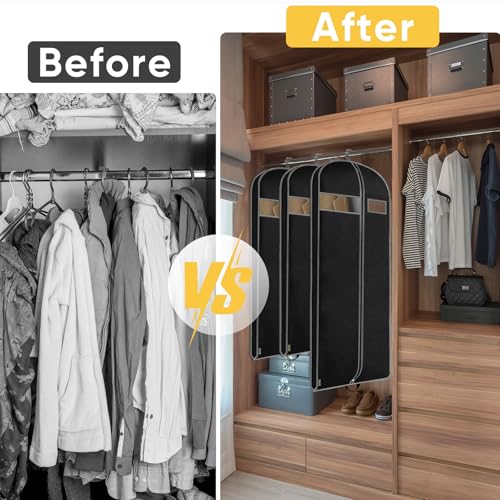 BALEINE 2PK Heavy Duty Garment Bag with Shoe Storage Travel Bag for Dresses, Suit, Coats Travel Essential (43", Black) - Image 4
