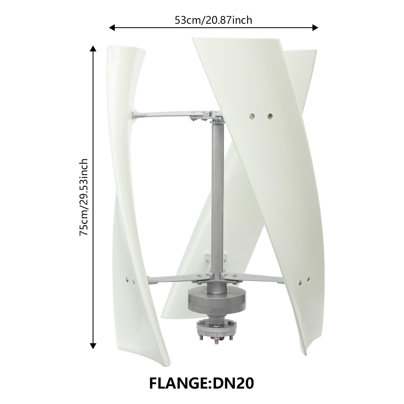 Vertikale Windturbine 100W 12V Weiß - Leiser Windgenerator mit Permanentmagnet-Lagergenerator für Haus Boot Wohnmobil, Startwindgeschwindigkeit 2,5 m/s