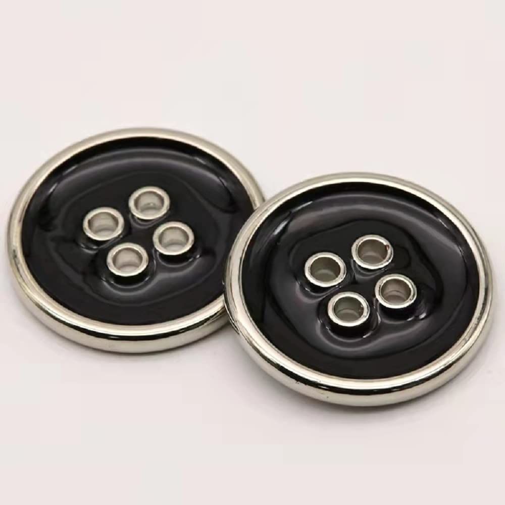 Boutons en métal noir et argent de 15mm pour personnaliser vos manteaux et travaux manuels
