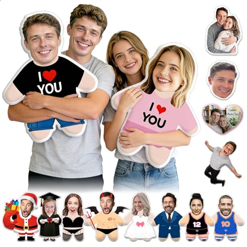Yananka Custom Face Pillow with Body Personalized DoubleSided Photo Plush with Picture Customized Stuffed Funny Human Shaped Throw Pillows Ideal Gift for Birthday Anniversary Graduate Christmas