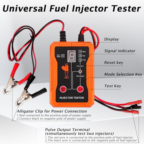 Erato Auto Kraftstoffeinspritzdüsen Tester mit DIY Reinigungswerkzeug Set 8 Pulsmodi 4 Adapter 4-adriges Doppelkanal Kraftstoffeinspritzdüsen Pulstester Set universelle Auto Reinigungswerkzeuge
