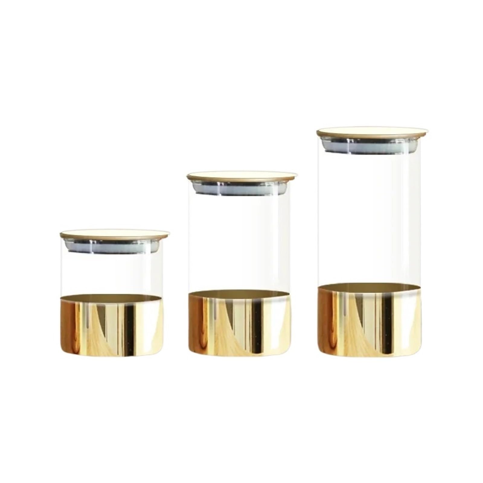 Lata sellada de vidrio, recipiente para café, dorada