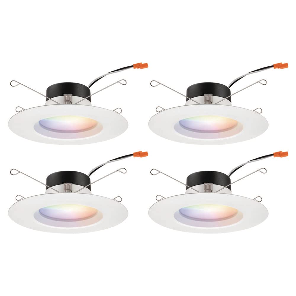 JunoRB56SC RGBW MW CP4 M2 RetroBasics Retrofit Smart LED Downlight, Switchable 2700K - 5000K, RGBW Color Changing, Matte White, 5 to 6 Inch, 4 Pack