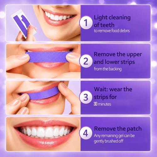 Jillyeor Purple Teeth Whitening Strips - 14 Teeth Whitener Strips (7 Uses) - 5