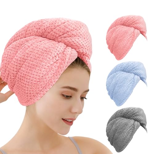 OEAGO Microfiber Hair Towel for Women: Gifts for Teen Girls Kids Girlfriends Wife Stocking Stuffers for Women Drying Wrap Towels for Curly Hair Head Accessories 3 Pacs Anti Frizz