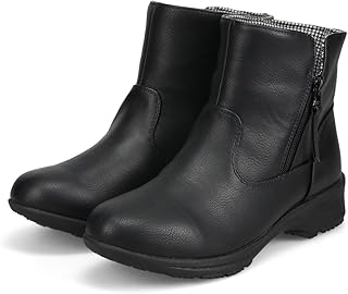 [セレブル] トパーズ スノーブーツ レディース 滑らない ショート 防水 凍結 北海道 雪 冬 裏起毛 幅広 4e 4830 BLACK/SM(ブラックスムース) 24.5cm