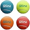 Outward Hound Squeaker Ballz 4-Pack Tennis Ball Dog Toys with Squeaker, Interactive Fetch Play for Pets Under 50 lbs, Training Balls for Indoor & Outdoor Exercise, Medium, 2.5-inch