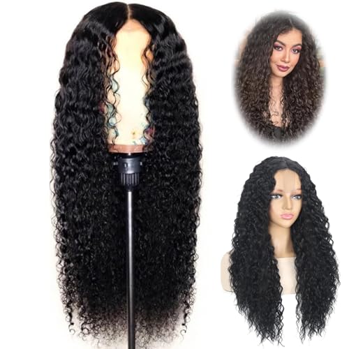 Curly Wig Lace Front Wigs Human Hair Glueless Wig Human Hair Deep Wave Human Hair Wig 66 cm Length Black Colour