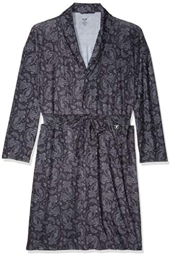 STACY ADAMS Men's Big and Tall Shawl Robe, Black Paisley, 2XL/4XL