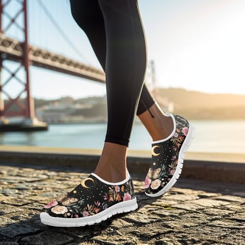 Image of Hummingbird Floral Print Lightweight Walking Shoes for Women Mesh Casual Sneakers Size 5-10.5