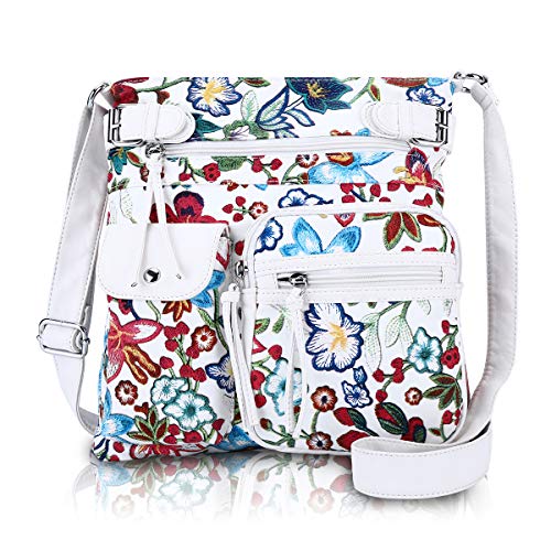 Sac bandoulière Angel femme multipoche en simili cuir lavé souple gris