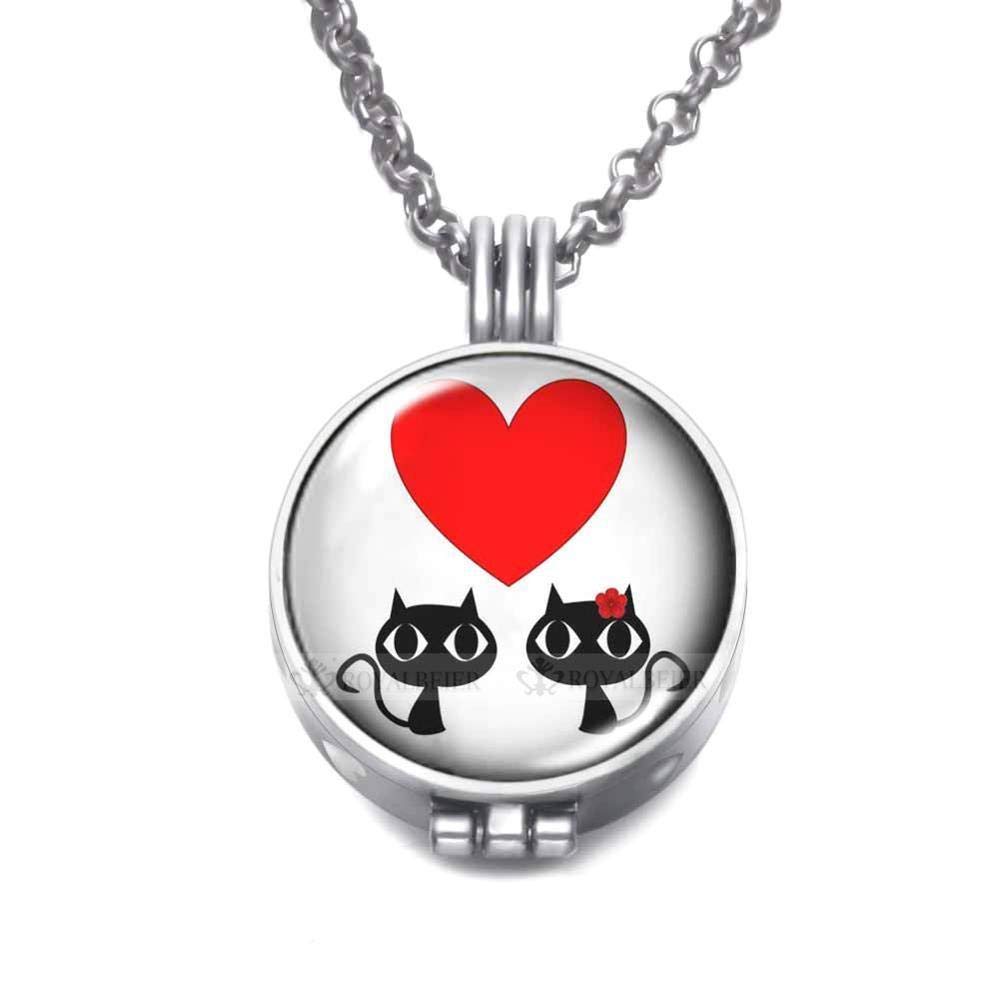 Home Wang Perfume Pendant 1Pc Royalbeier Love Theme Lockets Pendant Perfume Essential Oil Aromatherapy Necklace 25Mm Glass Charm Chain 80Cm Jewelry Dz1962-Dz1954