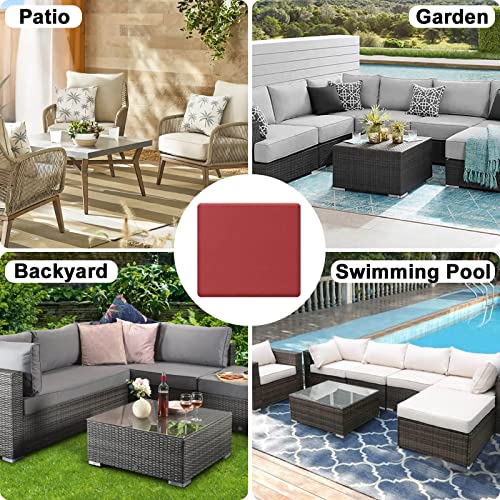 Outdoorlines Patio Seat Cushion Covers Replacement, Waterproof Cushion Cover For Outdoor Furniture, Anti-Slip Patio Chair Cushion Cover For Garden And Backyard (Set Of 4, 24"X24"X4", Red, Cover Only) #TOP5