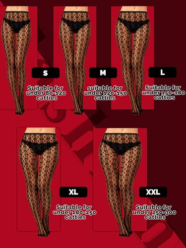 Image of Bencailor 3 Pairs Halloween Women Fishnet Stocking Tight Legging Black Stockings Small Hole Pattern High Pantyhose Waist Lace