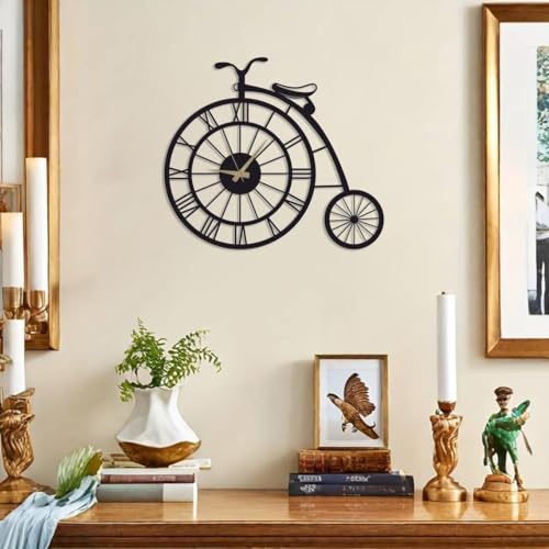 Image of The Art of Ingenuity Designer Stylish Metal Analog Wall Clock for Living Room, Antique, Big