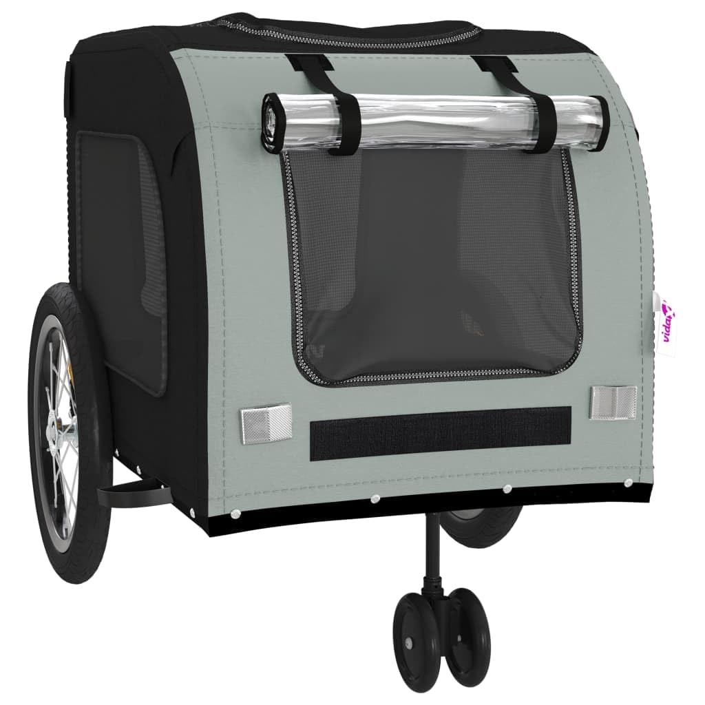 Homgoday Remolque de bicicleta para animales negro y gris Oxford y hierro, mueble carro para perro, carro para bicicleta, carro para perros, transportín perro bicicleta modelo 93853