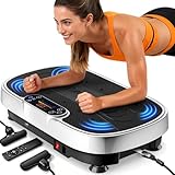 Vibration Plate Exercise Machine for Weight Loss and Lymphatic Drainage - 330lbs Capacity Vibrating Platform for Home Gym Workout, Full Body Shaker Pilates Equipment with Loop Bands for Women and Men