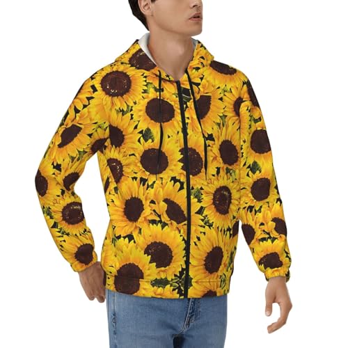 Sweat à capuche thermique zippé homme isolant veste jaune tournesols