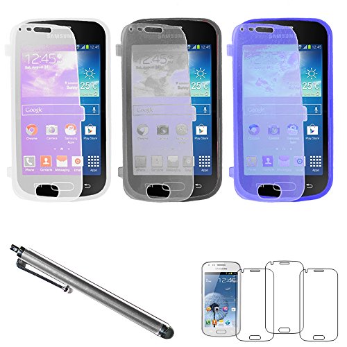 ebestStar - Pack x3 Coque Compatible avec Samsung Galaxy Trend S7560, S Duos S7562 Etui Housse Silicone Gel Portefeuille +Stylet +3 Films, Transparent, Noir,...