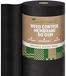 GardenGloss® 50m2 Weed Control Membrane (50gsm) - Water Permeable and Tearproof Weed Barrier Fabric - Weed Control Fabric with High UV-Stabilisation (50m x 1m, 1 roll)
