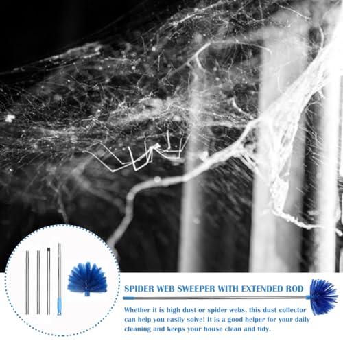 Image of Spider Web Brush with Extension Rod Splice Spider Web Brush High Ceiling Dusting for Indoor & Outdoor （Max 63 Inches）