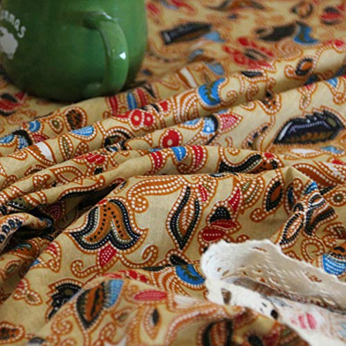 Nappe imprimé de feuilles fleurs 140x220cm en coton multicouleur