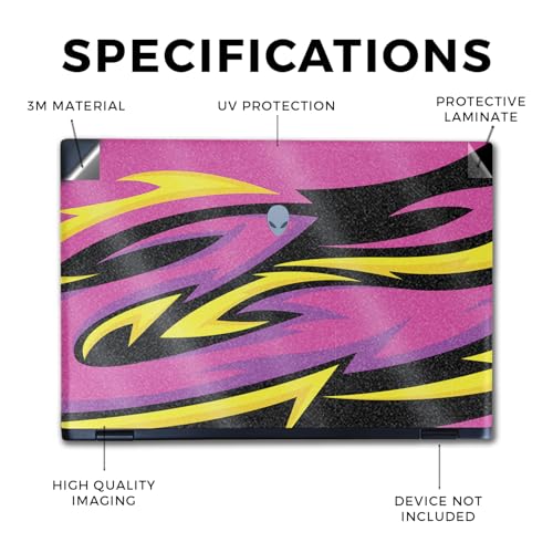 Image of Glossy Glitter Laptop Skin Compatible with Alienware M16 R2 (2024) - Tribal Magenta - Premium 3M Vinyl Protective Wrap Decal Cover - Easy to Apply | Crafted in The USA by MightySkins