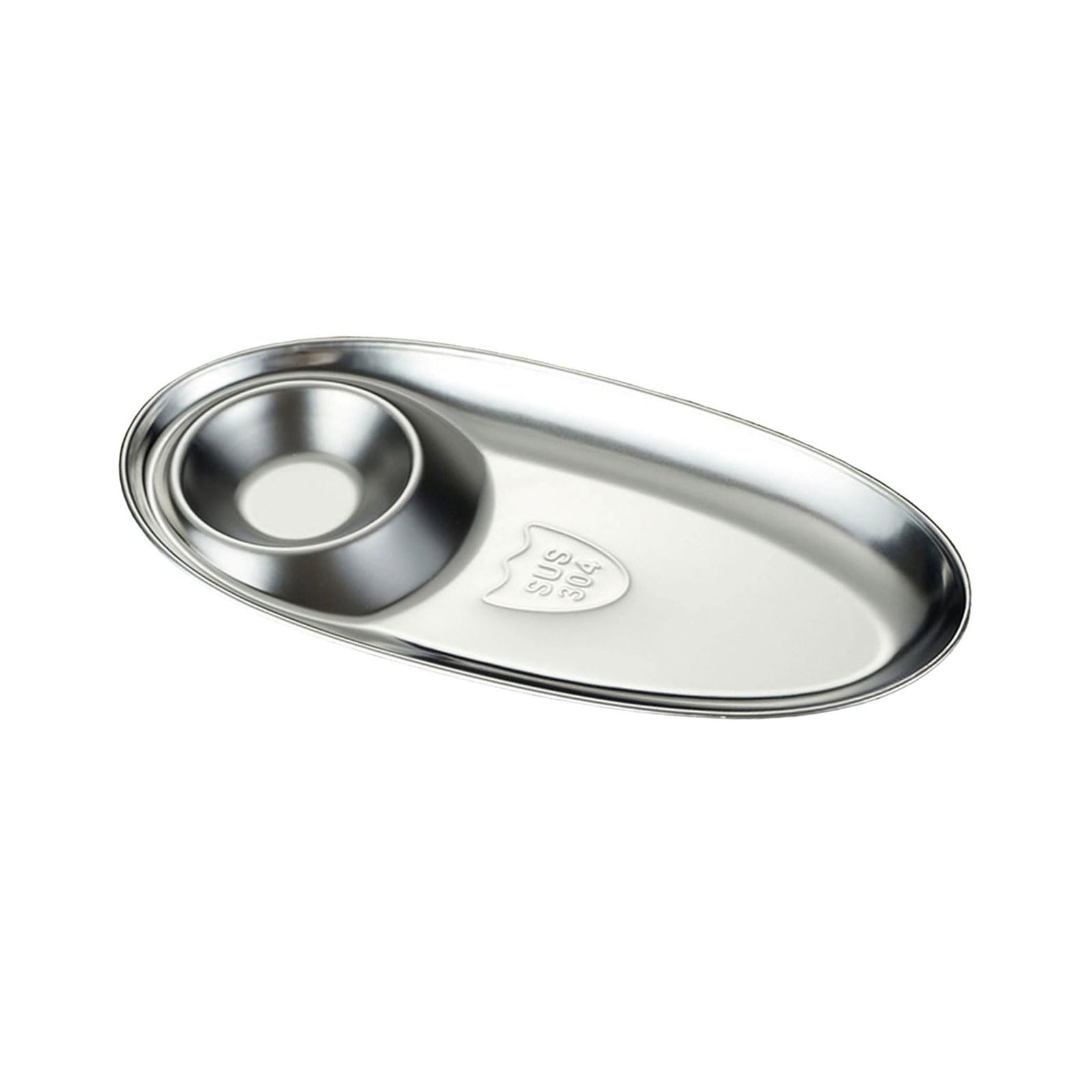 Sturdy Rusts Proof Oval Serving Plate Feature Double Compartments Kitchens Serving Tray for Fries Dips Appetizers Nonrust Steel Snacks Plate