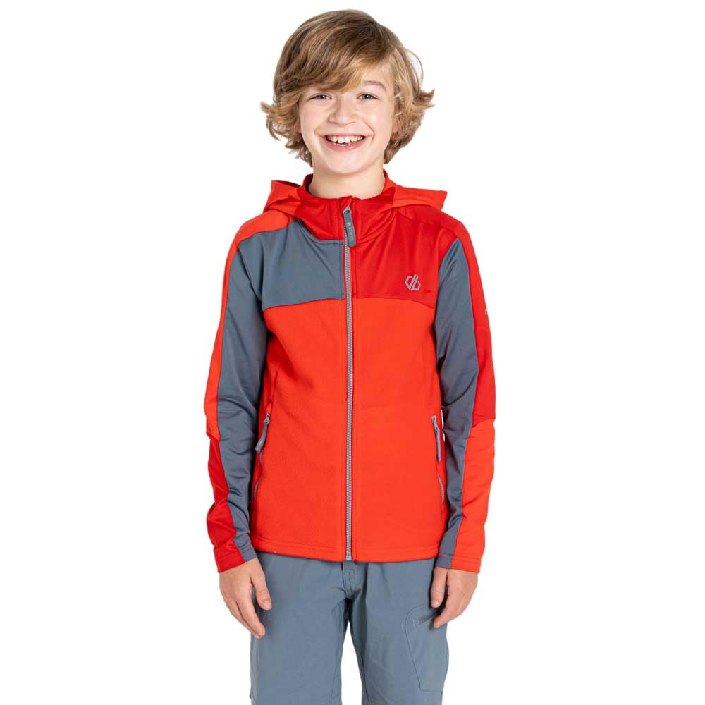 Dare2B Thriving IV Stretch Midlayer - Kinder Midlayer | Reißverschlusstaschen - Rot - 7-8yrs