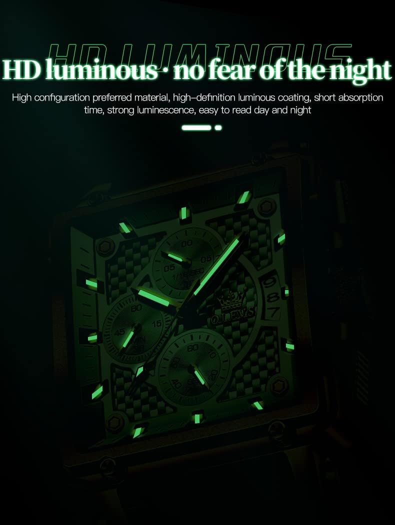 OLEVS Stylish Wrist Watch for Men,Silicone Strap Men Watches,Pro Diver Stainless Steel Chronograph Watch,Waterproof Date Dress Watch for Man,Large Face Male Watch - Image 8