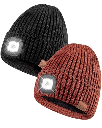 Beanie with Light for Men 2 Pack, Hat with Light...