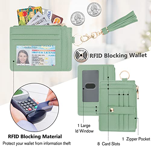 Image of KNGITRYI Small Wristlet Wallets for Women RFID Credit Card Holder Wallet Keychain Wristlet Wallet Credit Card Wallets for Women (Green)