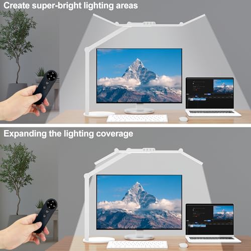 Image of Micomlan Architect Desk Lamp for Home Office, 24W Adjustable Led Desk Light with Remote, 1500LM Bright Dimmable Computer Table Light Rotatable Office Lamp with Base for Cafting Monitor
