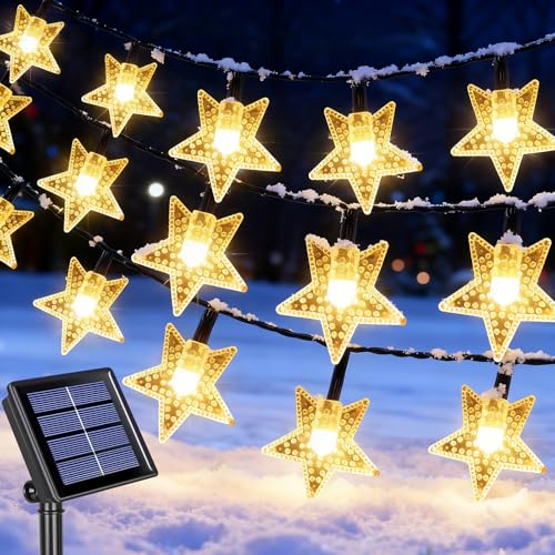 Qoosea Solar Lichterkette Aussen, 12M 100 LED Sterne...