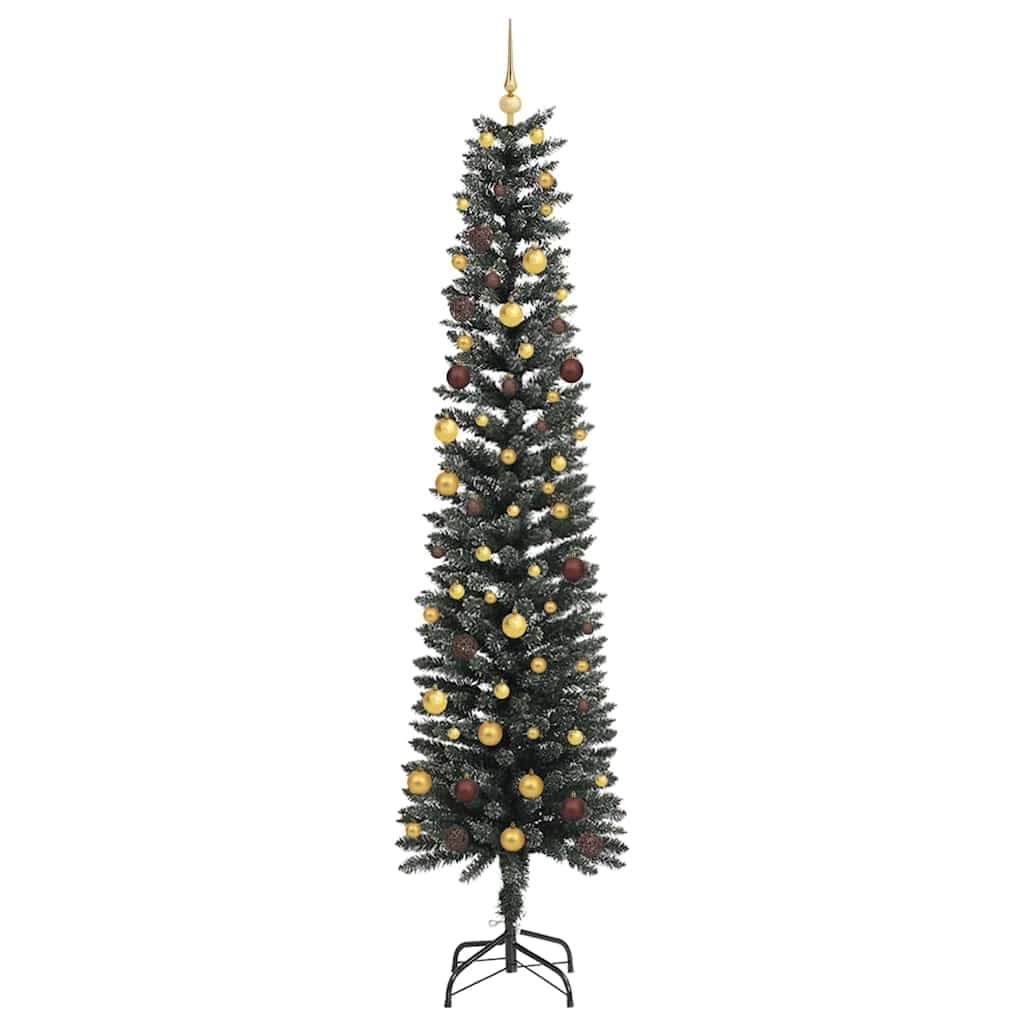 Albero di Natale artificiale verde, 240 cm, in PVC e acciaio, con luci a