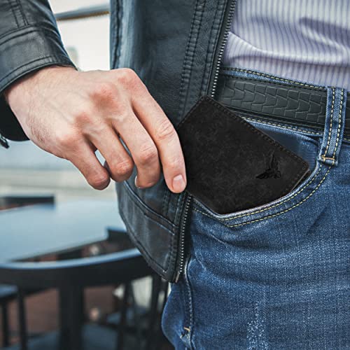 Men's Slim Wallet For Air Tag – RFID Blocking Wallet for Men – Black Leather AirTag Wallet – Ideal Card Holder with Money Clip and AirTag Slot – Pocket-Sized Men's Wallet (Charcoal Black)3