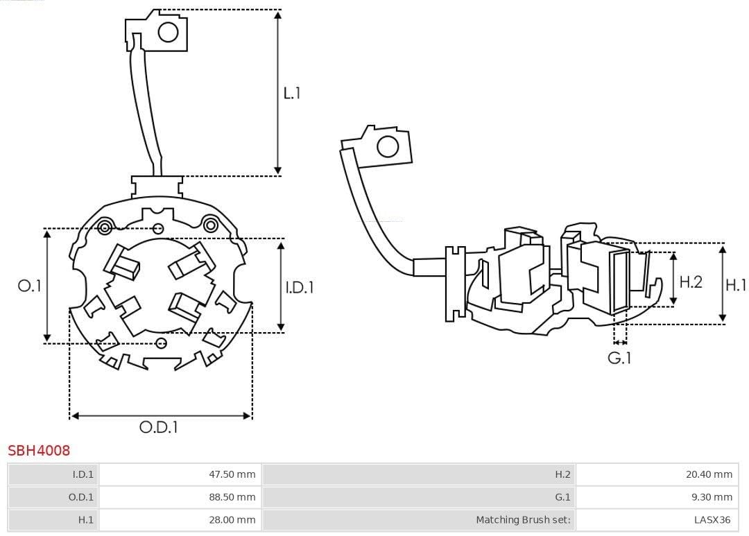 AS-PL Starter Motor Brush Holder - SBH4008