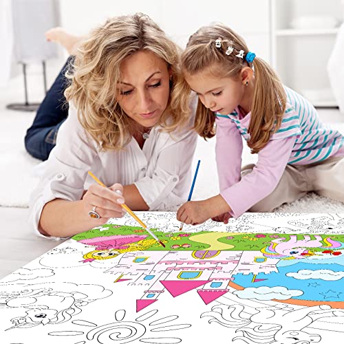 Image of Unicorn Giant Coloring Poster for Kids Large Coloring Tablecloth Activity Drawing Roll Paper Books Sheets Page Huge Table Cover Art Crafts for Classroom Home Gift Birthday Party Supplies Decoration