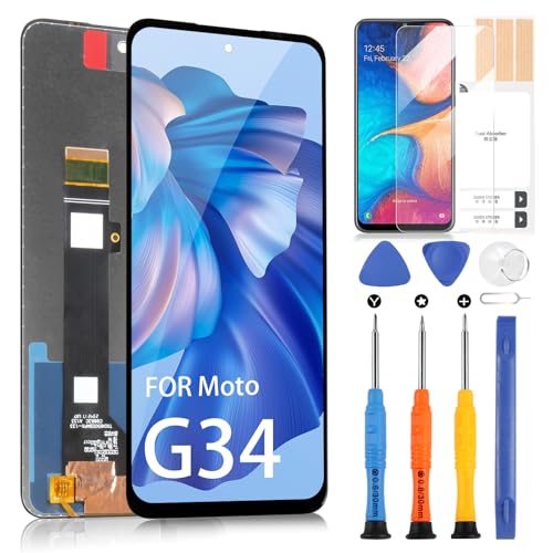 for Motorola Moto G34 Screen Replacement - for Moto G34 LCD Display Touch Screen for Motorola G34 Digitizer LCD XT2363-2 Sensor Full Assembly, 6.5'' (Black)