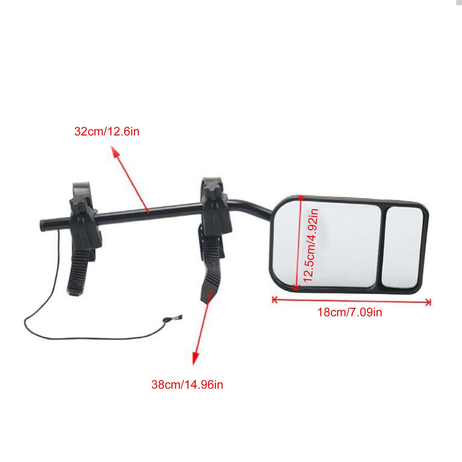 Extensión de espejo para remolque, 2 unidades, con montaje de abrazadera, espejos convexos, ampliaciones de lente de espejo retrovisor para camiones, camionetas, furgonetas, SUV