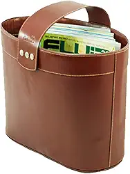 Porta Revista / Revisteiro LUX em Couro (Pinhão)