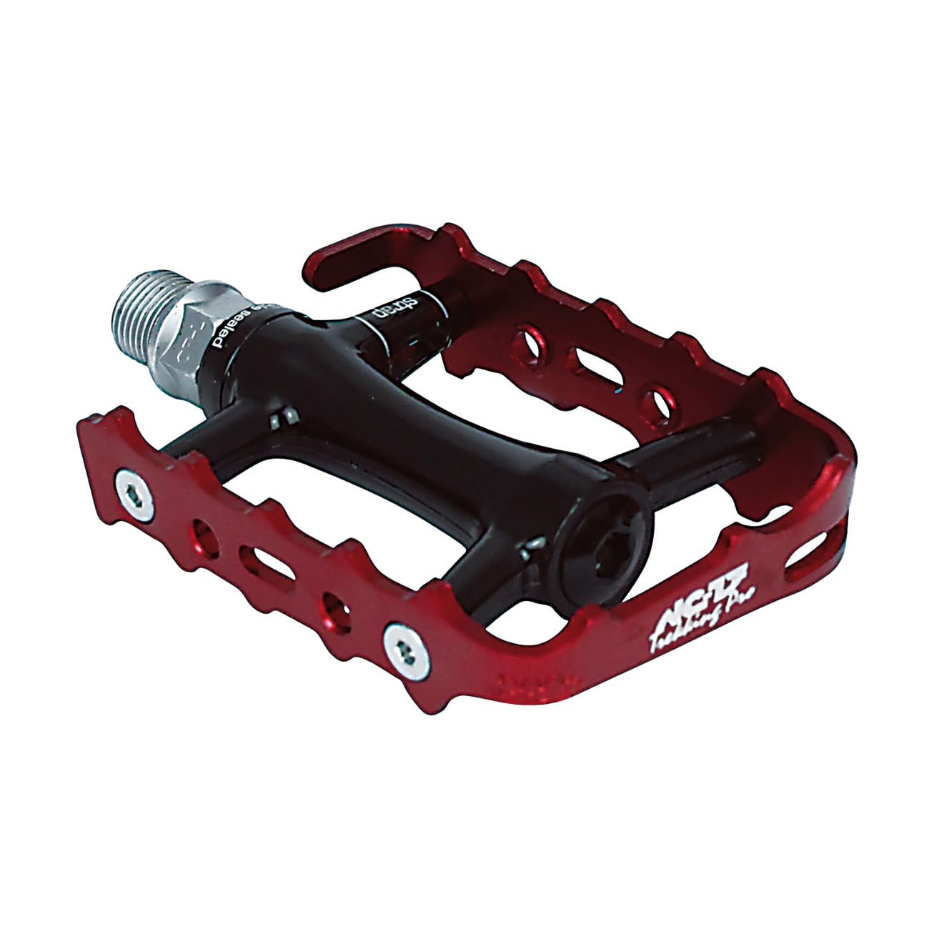 NC-17 Trekking pro pedals pro Aluminium Trekking Pedal/Mountain Bike Pedal/Bicycle MTB Pedal/with Reflectors/Ball bearing and Cr-Mo Axle/Weight: 251 g per Pair Multi-Coloured black/red
