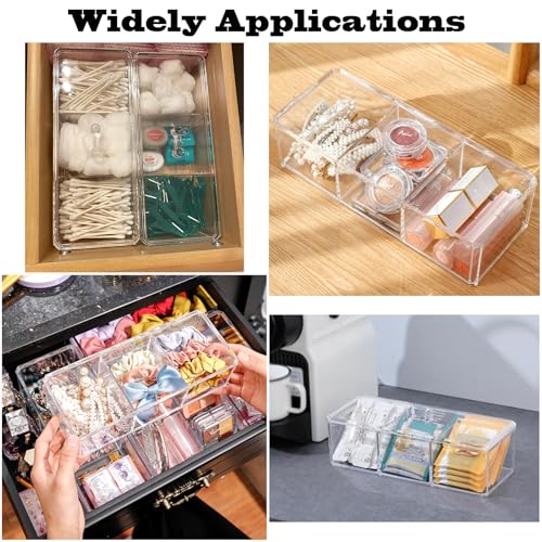 Image of Qtip Holder Dispenser 3 Compartments Cotton Ball Swab Holder with Lid Clear Bathroom Dresser Organizer Tea Bag Holder Acrylic Organizer for Cotton Ball and Swab, Round Pads, Hair Accessories