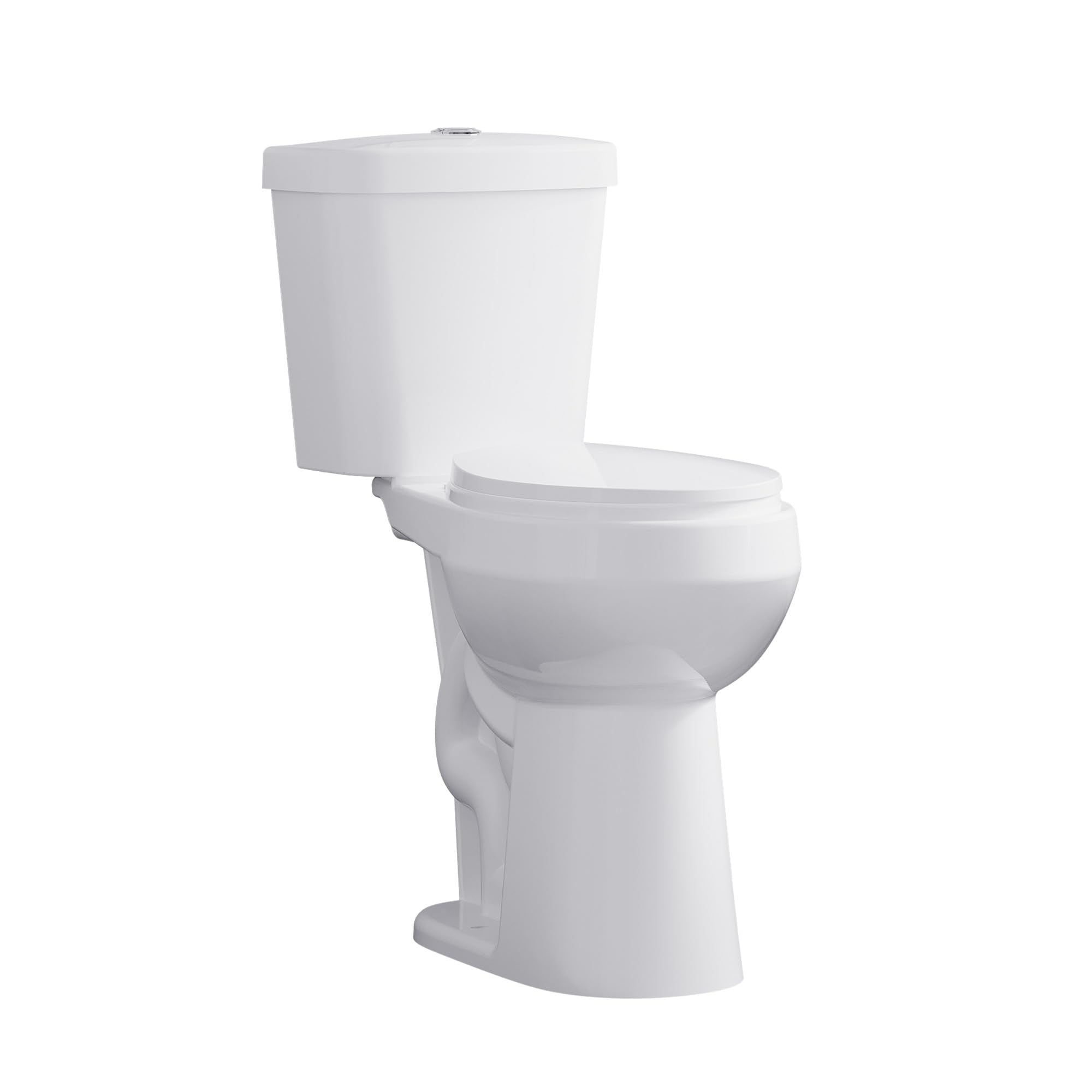 Two Piece Toilet 21 inch Chair Height Round Bowl, Top Dual Push, High Seat Toilet for Elderly, Compact Bathroom Toilet with Soft-Close Seat White