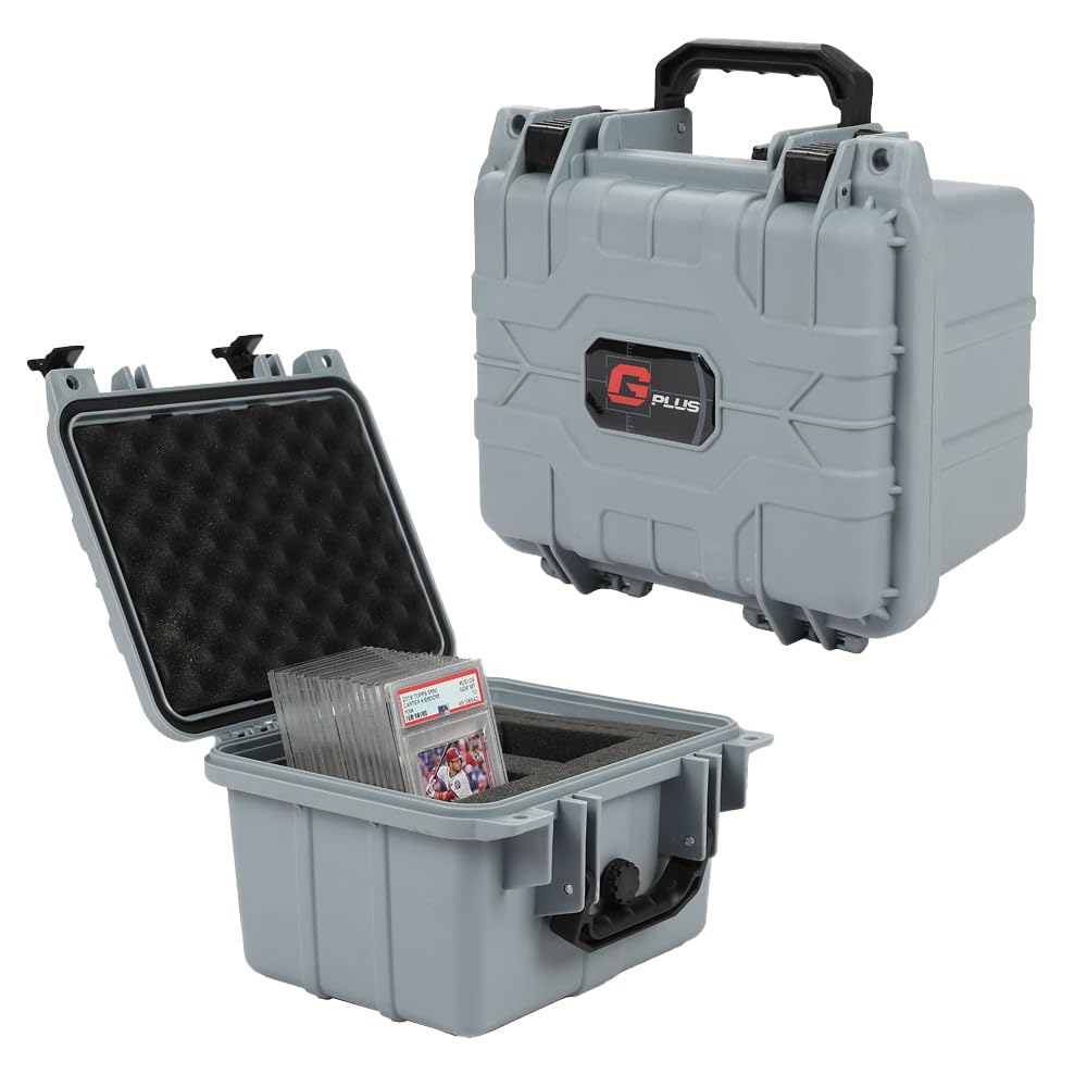 CROSSDESIGN Storage Box for Collectible Cards, Tools, Screws, Craft Supplies DIY Adjustable Organizer Box with Removable Dividers & Protective Foam, Lightweight Stackable Storage Container Grey