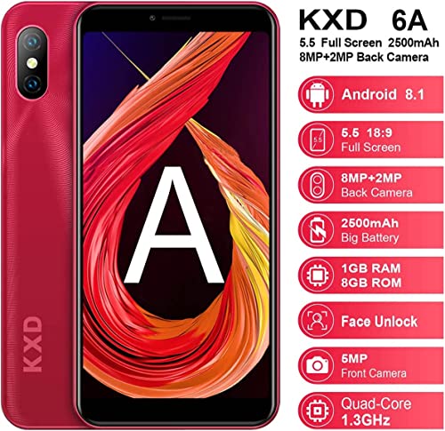 Kxd 6A Unlocked Cell Phone With 5.5 Inch Full-Screen Display, Long Lasting Battery, Cheap Android Phone Unlocked 8Gb To 64Gb Extend, 8Mp + 5Mp Camera | Dual Sim Card Smartphone #TOP1