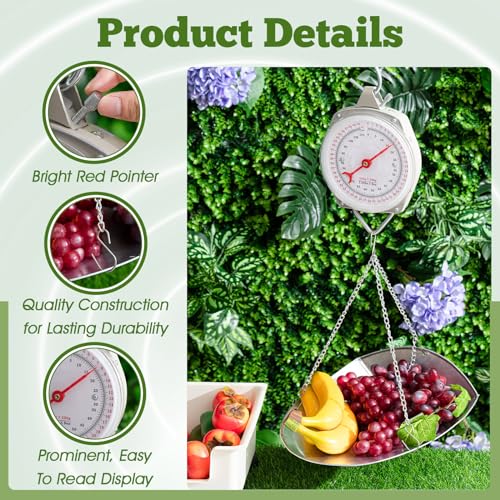 Tellegloww QMF-TELLEGLOWW-17 2 Sets 110 Lbs Large Display Hanging Scale With Scale Scoop Kitchen Dial Weight Scale Silver Industrial Spring Scales thumb #2